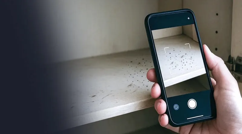 Photo de traces de nuisibles prise au téléphone pour un premier diagnostic